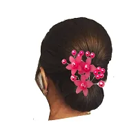 Arooman Set Of 1 Pcs Flower Style Hair Juda Pins For Hair Styling And Bun Decoration Accessories Pins Gajra For Women And Girl-thumb1