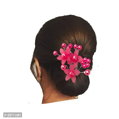 Arooman Set Of 1 Pcs Flower Style Hair Juda Pins For Hair Styling And Bun Decoration Accessories Pins Gajra For Women And Girl-thumb2