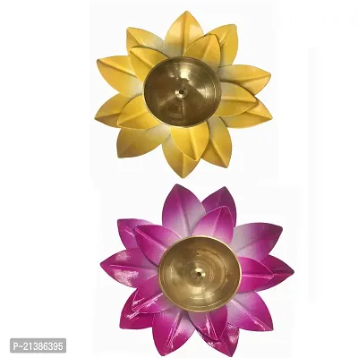 Aroomantrade; Decorative Brass Diya for Puja / Candle Holder Home deacute;cor Pack of 2-thumb0