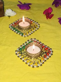 Aroomantrade; Handmade Louts Tealights Candle Holder Diwali Decoration/ Home Decoration/ Festive Decoration Set of 4, Color-Multi-thumb2