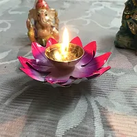 Aroomantrade; Diya for Diwali, Home deacute;cor,Puja in Lotus Flower Shape with tealight (Color-Purple Pink, Pack of_01)-thumb2