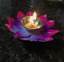 Aroomantrade; Diya for Diwali, Home deacute;cor,Puja in Lotus Flower Shape with tealight (Color-Purple Pink, Pack of_01)-thumb1