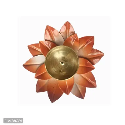 Aroomantrade; Diya for Diwali, Home deacute;cor,Puja in Lotus Flower Shape with tealight (Color-Orange, Pack of_01)-thumb0