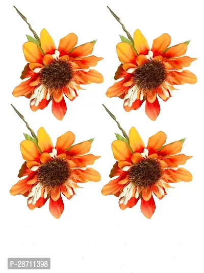 Arooman Set Of 4 Pcs Flower Style Hair Juda Pins For Hair Styling And Bun Decoration Accessories Pins Gajra For Women And Girl-thumb0