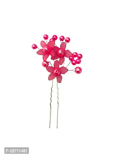 Arooman Set Of 1 Pcs Flower Style Hair Juda Pins For Hair Styling And Bun Decoration Accessories Pins Gajra For Women And Girl-thumb0