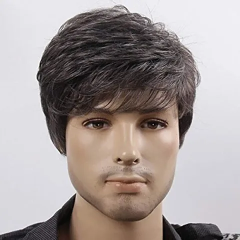 Men Synthetic Hairs Wig Medium size(Natural Black)