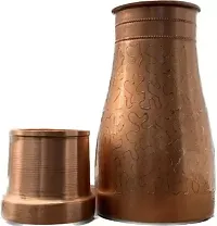 Corporate Overseas 1.5 LITRE COPPER BOTTLE,BEDROOM BOTTLE,WATER BOTTLE,TAMBA BOTTLE 1500 ml Bottle With Drinking Glass  (Pack of 1, Copper, Copper)-thumb1