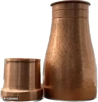 Corporate Overseas 1.5 LITRE COPPER BOTTLE,BEDROOM BOTTLE,WATER BOTTLE,TAMBA BOTTLE 1500 ml Bottle With Drinking Glass  (Pack of 1, Copper, Copper)-thumb2