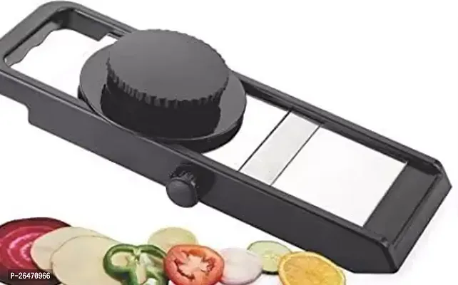 Multipurpose Fruit And Vegetable Compact Adjustable Plastic Slicer, 1-Piece, Black/Silver-thumb0