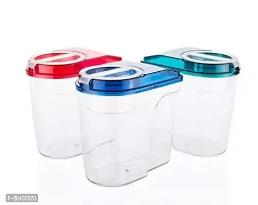 Free Flow Container 1500 ML Virgin Transperent Plastic Grocery Container Pack of 3-thumb0