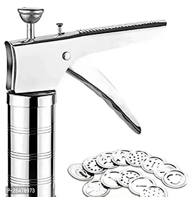 Multipurpose Stainless Steel Kitchen Press With 15 Different Types Of Jalies, Murukku Maker-thumb0