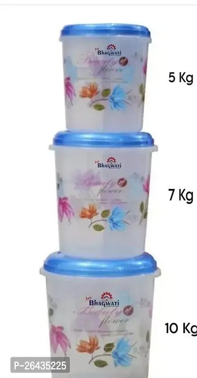 Kitchen Containers Set, Air Tight Container For Kitchen Storage Set, 5kg, 7kg, 10kg, Blue, Set Of 3-thumb0