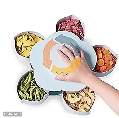 5 Compartments Flower Candy Box Serving Rotating Tray Dry Fruit for Home Kitchen-thumb0