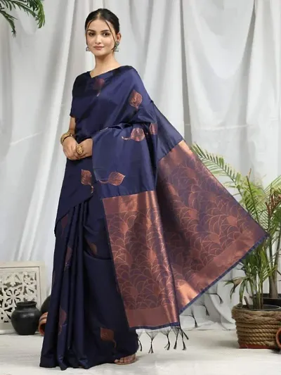 Litchi Silk Woven Design Saree with Blouse Piece