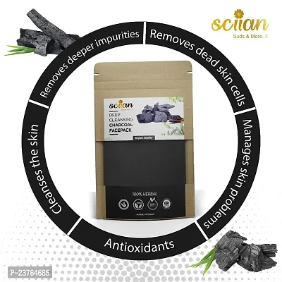 SCIIAN Deep Cleansing Charcoal Face Pack 50gm | Removed Dead Skin, Impurities and Detoxify Skin | Face Pack for Women | Face Pack for Glowing Skin | Face Pack for Tan Removal | Face Pack Powder | Face Pack for Dry Skin | Face Pack for Acne-thumb5