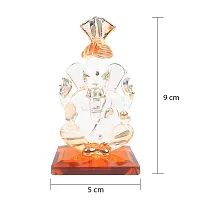 iCraft God Ganesh Sitting Statue (Murti) Idol Showpiece Handmade of Crystal Glass by for Worship, Decoration, Car Dashboard, Gift (Orange), Small-thumb3