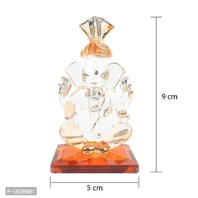 iCraft God Ganesh Sitting Statue (Murti) Idol Showpiece Handmade of Crystal Glass by for Worship, Decoration, Car Dashboard, Gift (Orange), Small-thumb4