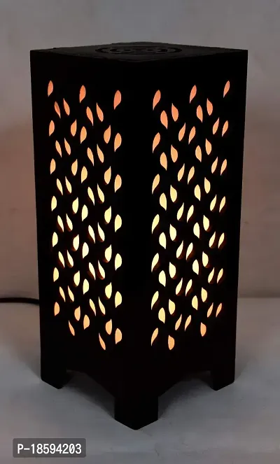 G Gojeeva New Wooden Table Lamp with Creative Laser Cutting Design,Suitable for Bedside,Drawing Room,Lobby Etc(Color-Brown)-thumb2