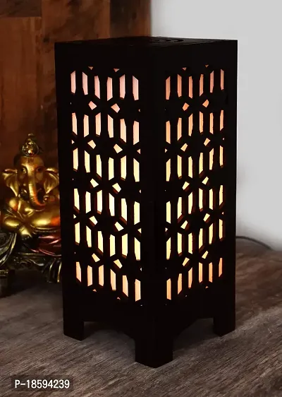 G Gojeeva New Wooden Table Lamp with Creative Laser Cutting Design,Suitable for Bedside,Drawing Room,Lobby Etc(Color-Brown)