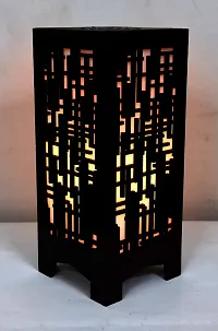 G Gojeeva New Wooden Table Lamp with Creative Laser Cutting Design,Suitable for Bedside,Drawing Room,Lobby Etc(Color-Brown)-thumb1