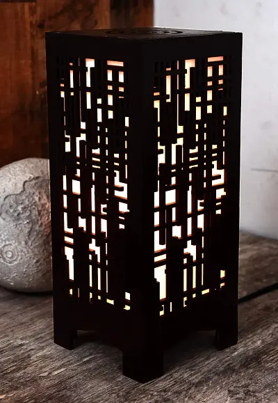 G Gojeeva New Wooden Table Lamp with Creative Laser Cutting Design,Suitable for Bedside,Drawing Room,Lobby Etc(Color-Brown)