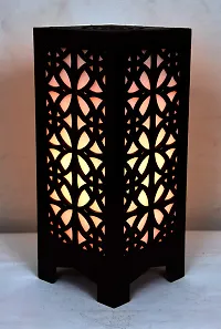 G Gojeeva New Wooden Table Lamp with Creative Laser Cutting Design,Suitable for Bedside,Drawing Room,Lobby Etc(Color-Brown)-thumb1