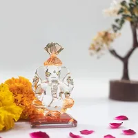 iCraft God Ganesh Sitting Statue (Murti) Idol Showpiece Handmade of Crystal Glass by for Worship, Decoration, Car Dashboard, Gift (Orange), Small-thumb2