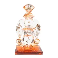 iCraft God Ganesh Sitting Statue (Murti) Idol Showpiece Handmade of Crystal Glass by for Worship, Decoration, Car Dashboard, Gift (Orange), Small-thumb4