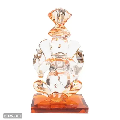 iCraft God Ganesh Sitting Statue (Murti) Idol Showpiece Handmade of Crystal Glass by for Worship, Decoration, Car Dashboard, Gift (Orange), Small-thumb5