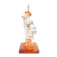 iCraft God Ganesh Sitting Statue (Murti) Idol Showpiece Handmade of Crystal Glass by for Worship, Decoration, Car Dashboard, Gift (Orange), Small-thumb1