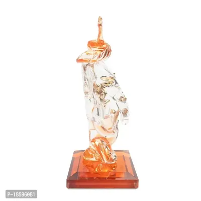 iCraft God Ganesh Sitting Statue (Murti) Idol Showpiece Handmade of Crystal Glass by for Worship, Decoration, Car Dashboard, Gift (Orange), Small-thumb2