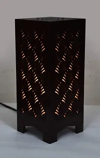 G Gojeeva New Wooden Table Lamp with Creative Laser Cutting Design,Suitable for Bedside,Drawing Room,Lobby Etc(Color-Brown)-thumb1