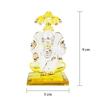 iCraft God Ganesh Sitting with Chakra Statue (Murti) Idol Showpiece Handmade of Crystal Glass by for Worship, Decoration, Car Dashboard, Gift (Yellow), Small-thumb3