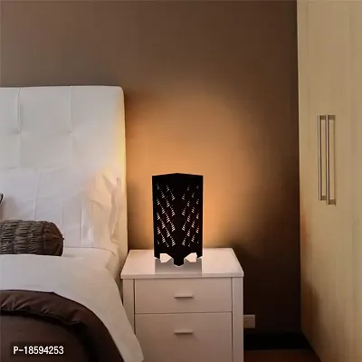G Gojeeva New Wooden Table Lamp with Creative Laser Cutting Design,Suitable for Bedside,Drawing Room,Lobby Etc(Color-Brown)-thumb4