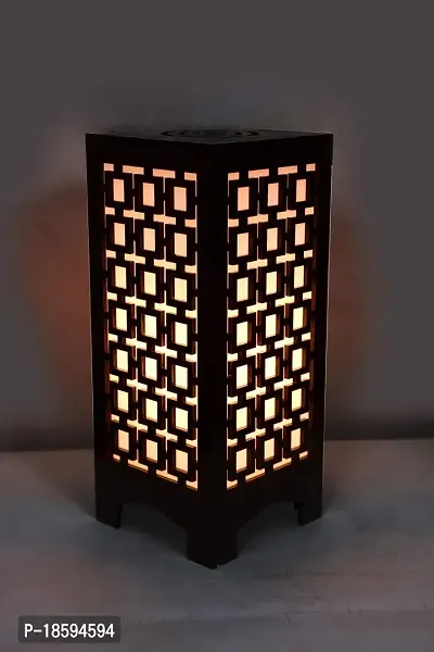 G Gojeeva New Wooden Table Lamp with Creative Laser Cutting Design,Suitable for Bedside,Drawing Room,Lobby Etc(Color-Brown)-thumb2