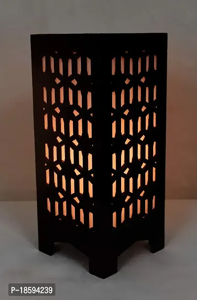 G Gojeeva New Wooden Table Lamp with Creative Laser Cutting Design,Suitable for Bedside,Drawing Room,Lobby Etc(Color-Brown)-thumb2