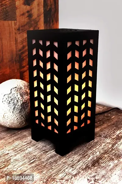 G Gojeeva New Wooden Table Lamp with Creative Laser Cutting Design,Suitable for Bedside,Drawing Room,Lobby Etc(Color-Brown)