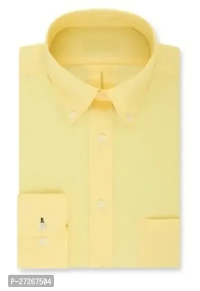 Trendy Yellow Cotton Long Sleeves Solid Regular Fit Casual Shirt For Men-thumb0