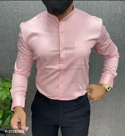 Trendy Pink Cotton Long Sleeves Solid Regular Fit Casual Shirt For Men