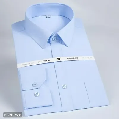 Trendy Blue Cotton Long Sleeves Solid Regular Fit Casual Shirt For Men