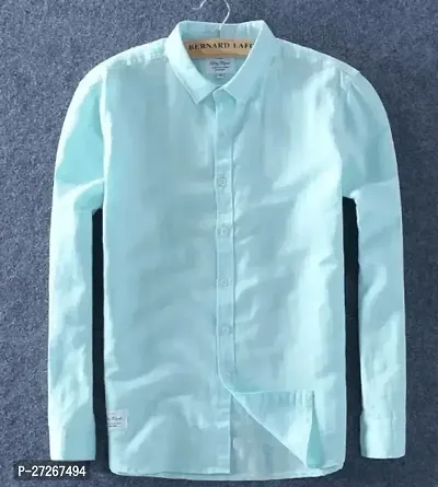 Trendy Turquoise Cotton Long Sleeves Solid Regular Fit Casual Shirt For Men