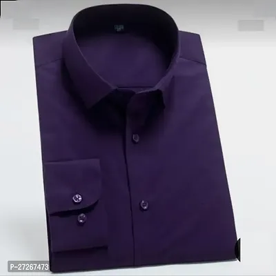 Trendy Purple Cotton Long Sleeves Solid Regular Fit Casual Shirt For Men