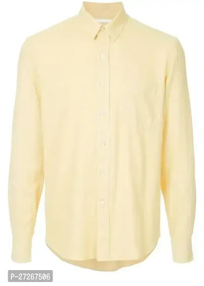 Trendy Yellow Cotton Long Sleeves Solid Regular Fit Casual Shirt For Men