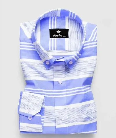 Trendy Long Sleeves Striped Regular Fit Casual Shirt For Men