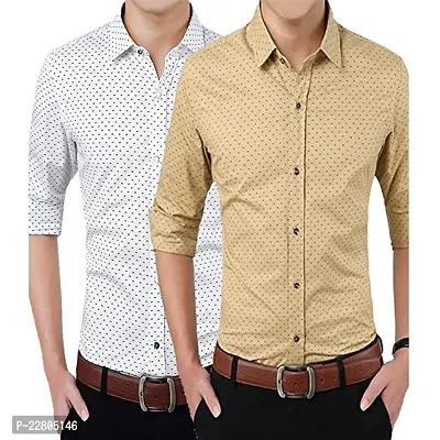 Combo of White and cream dotted Casual Shirt By Star Enterprises