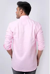 Elegant Pink Cotton Solid Casual Shirts For Men-thumb1