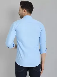 Trendy Blue Cotton Long Sleeves Solid Regular Fit Casual Shirt For Men-thumb3