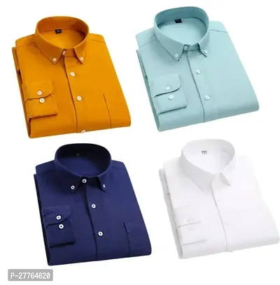 Classic Cotton Solid Casual Shirts for Men, Pack of 4-thumb0