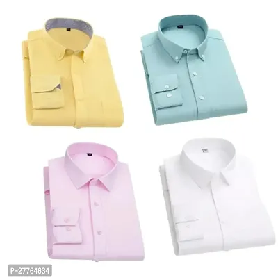 Classic Cotton Solid Casual Shirts for Men, Pack of 4