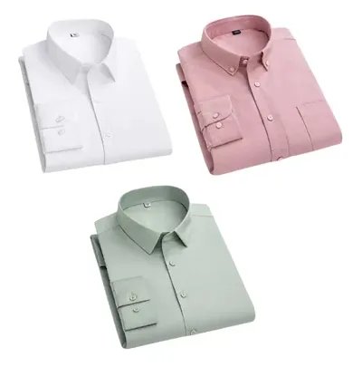 Classic Solid Casual Shirts for Men, Pack of 4